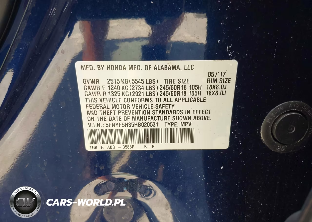 2017 Honda Pilot Ex VIN:5FNYF5H35HB020531 - 9