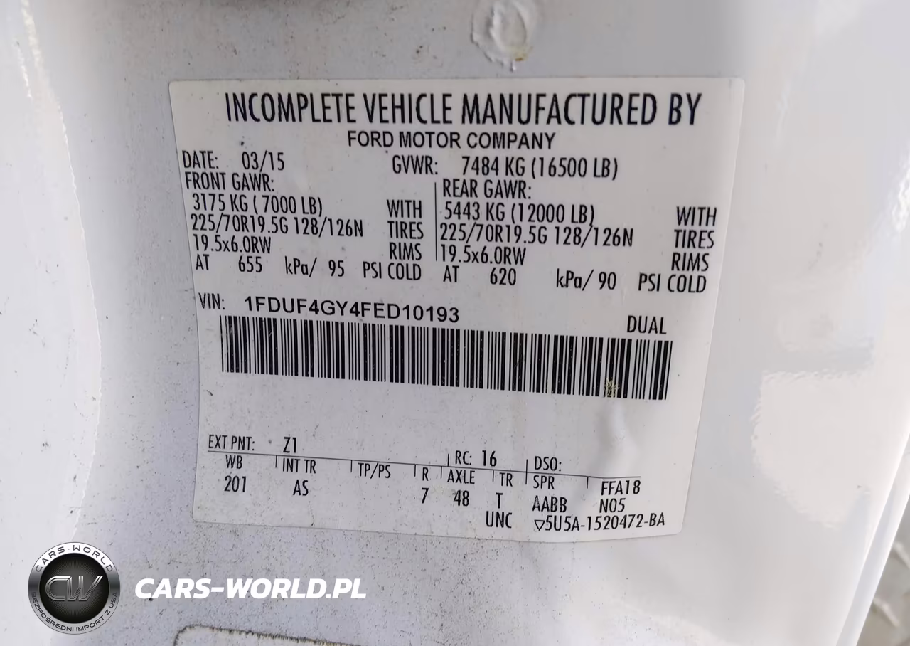 2015 Ford F-450 Chassis Xl-Xlt VIN:1FDUF4GY4FED10193 - 8
