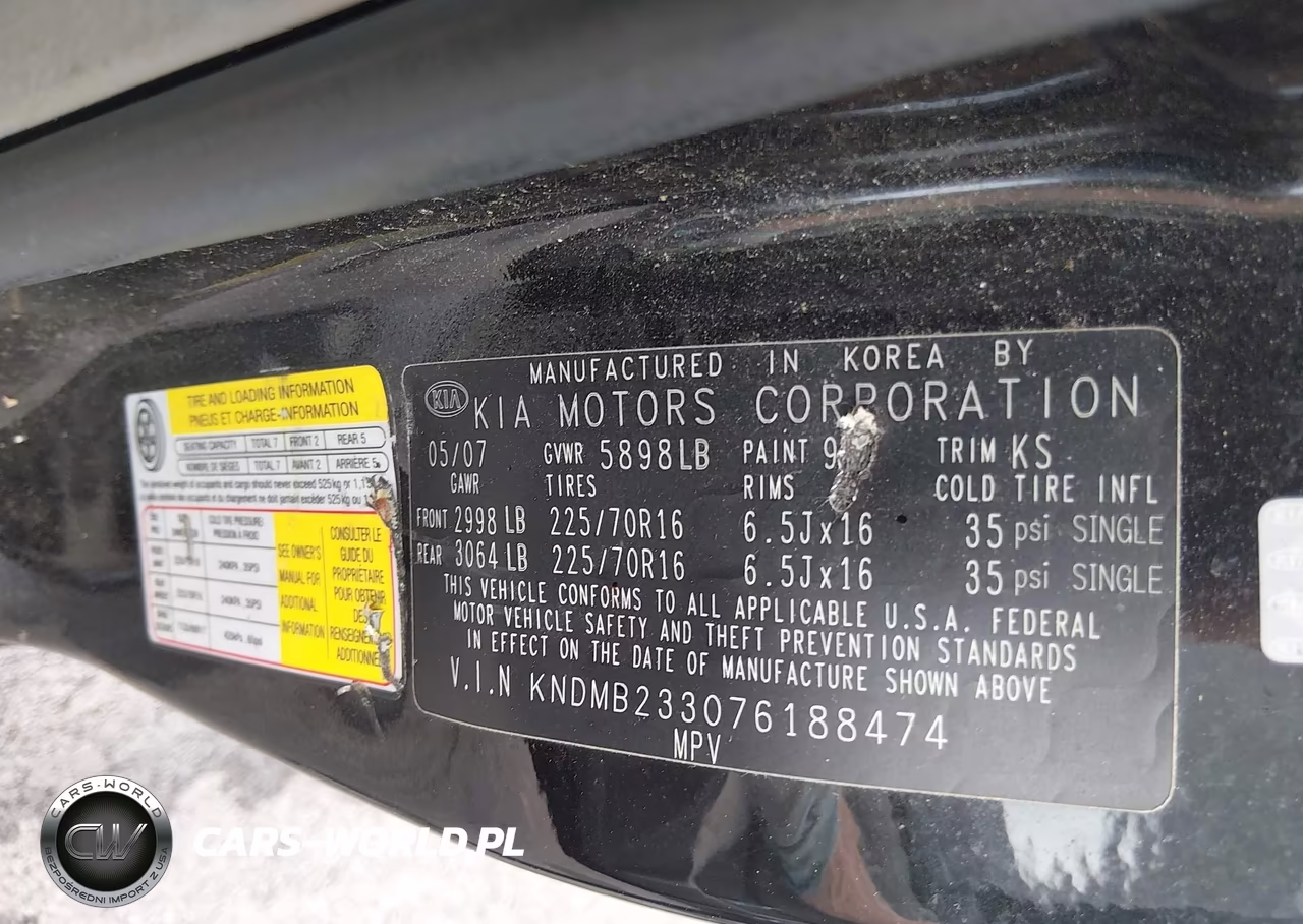 2007 Kia Sedona Lx VIN:KNDMB233076188474 - 9