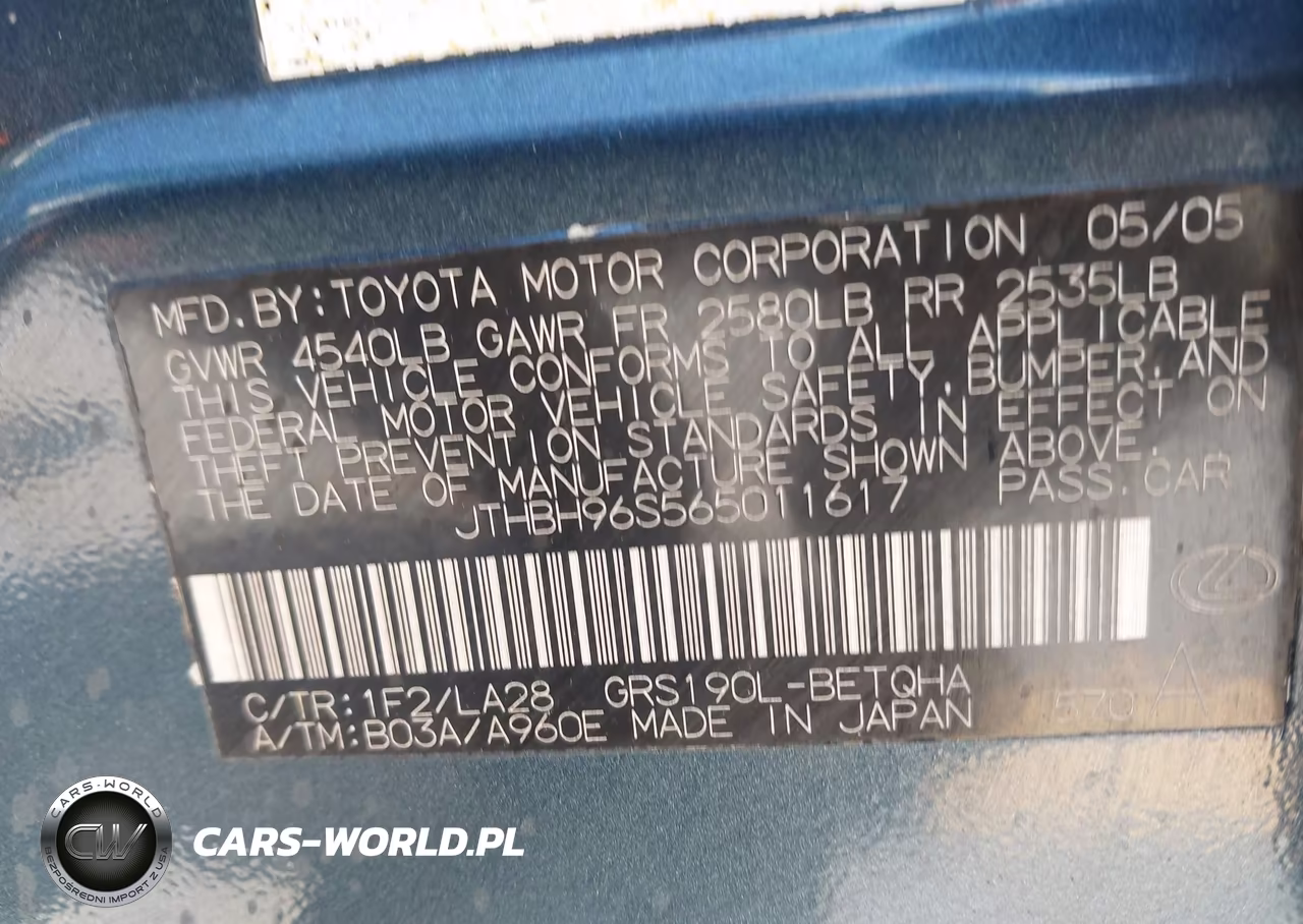 2006 Lexus Gs 300 VIN:JTHBH96S565011617 - 9