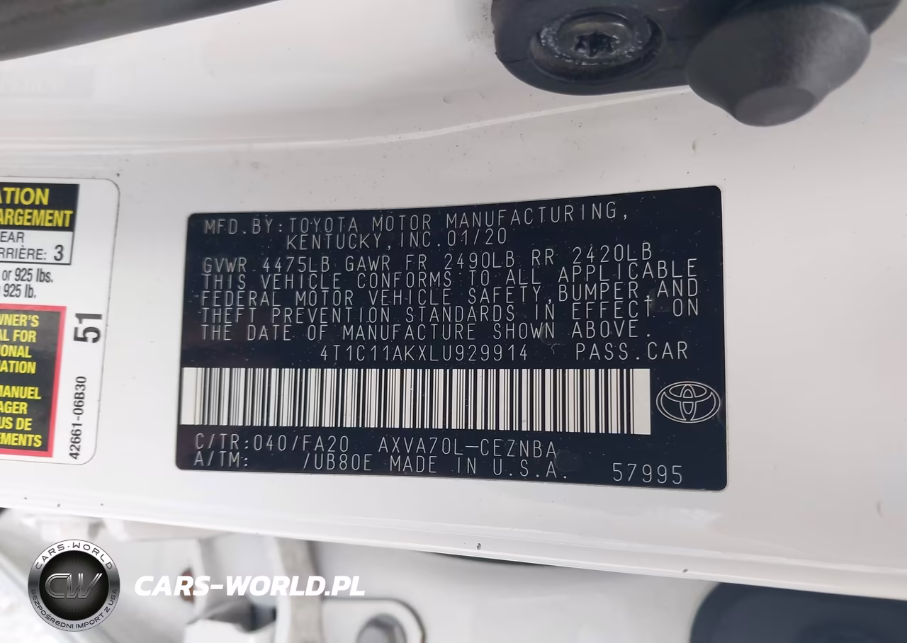 2020 Toyota Camry Le VIN:4T1C11AKXLU929914 - 9