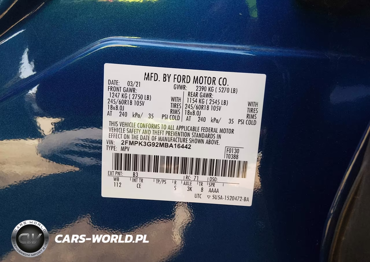 2021 Ford Edge Se VIN:2FMPK3G92MBA16442 - 9