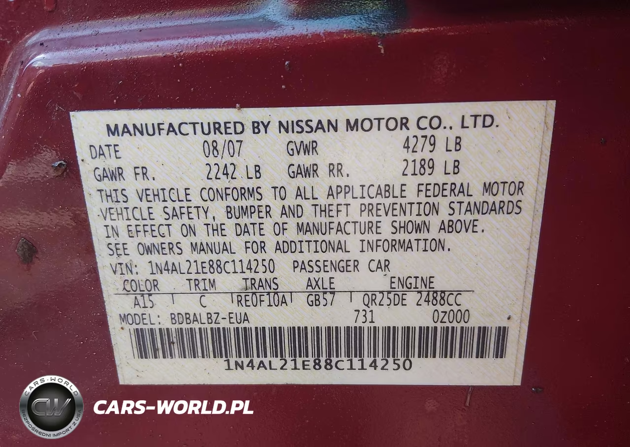 2008 Nissan Altima 2.5 S VIN:1N4AL21E88C114250 - 9