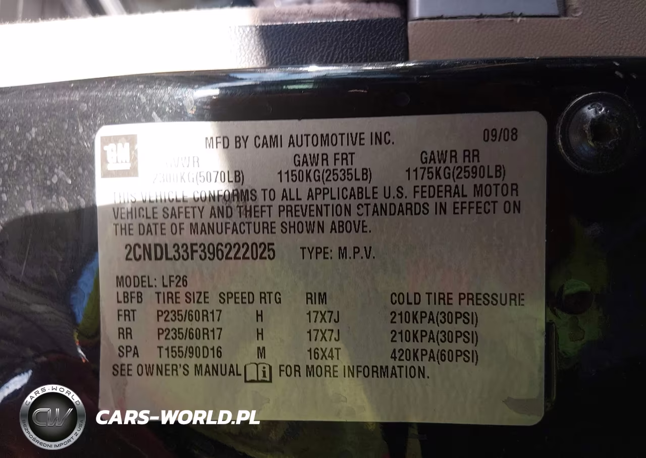 2009 Chevrolet Equinox Lt VIN:2CNDL33F396222025 - 9