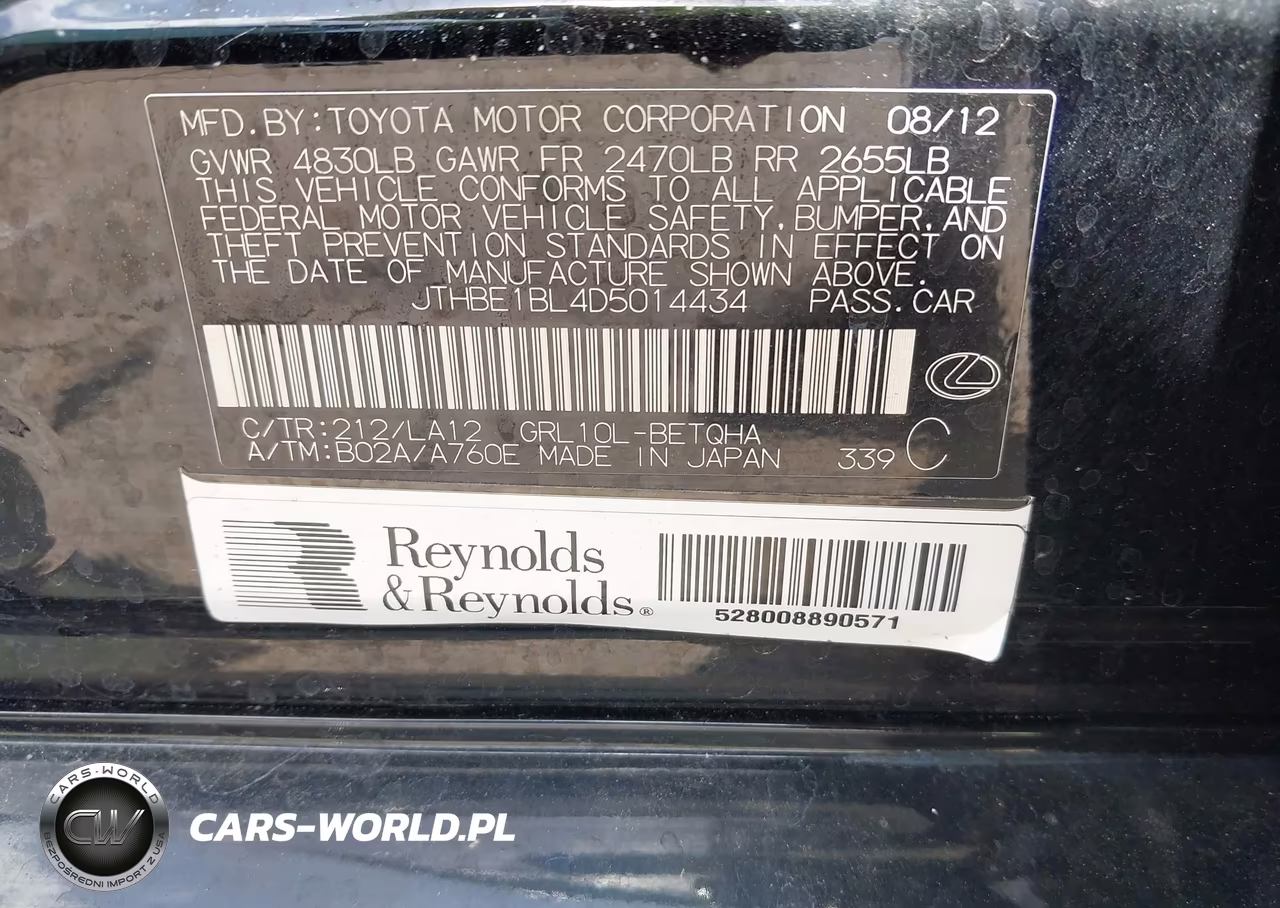 2013 Lexus Gs 350 VIN:JTHBE1BL4D5014434 - 9