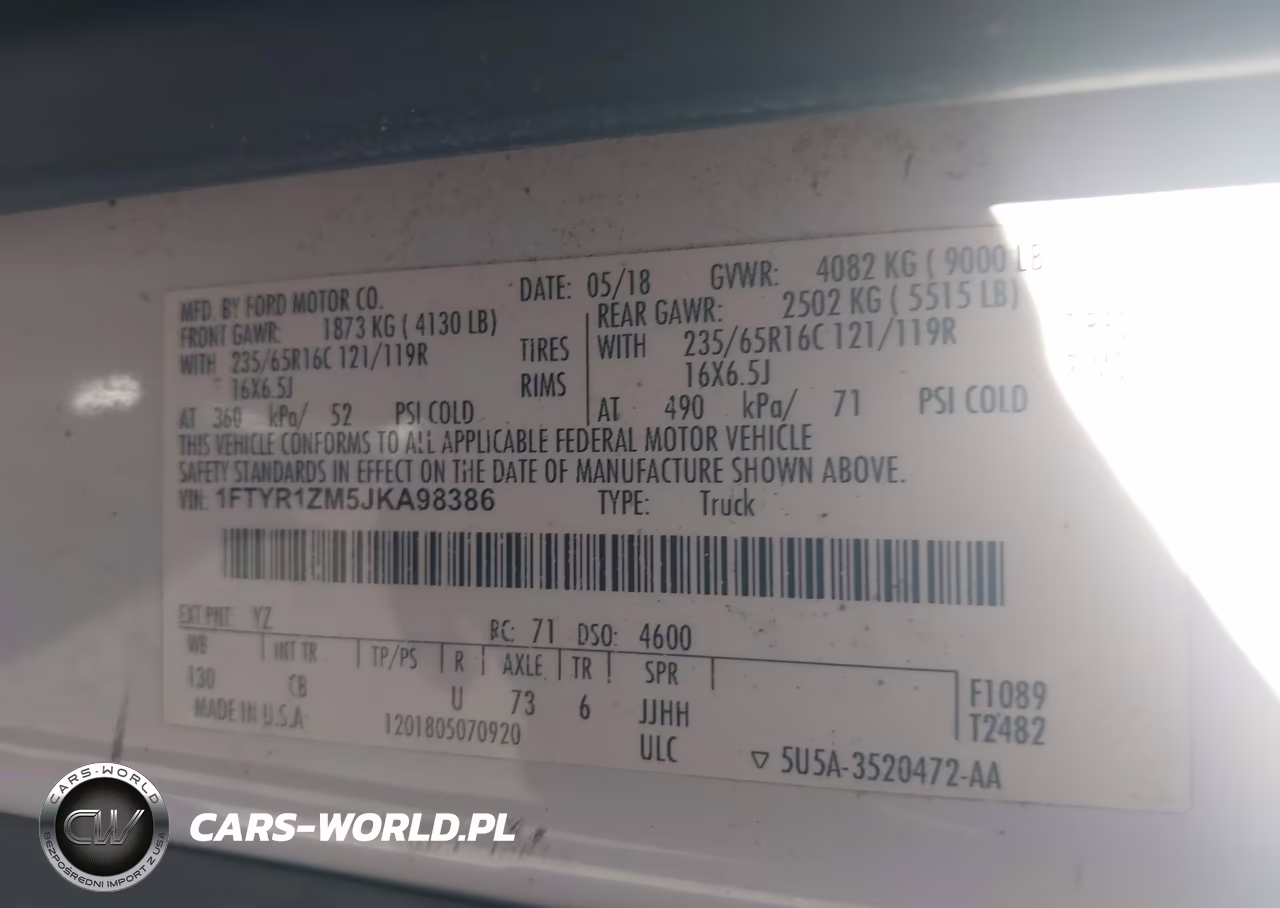 2018 Ford Transit-250 VIN:1FTYR1ZM5JKA98386 - 9