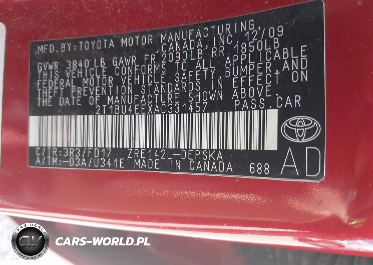 2010 Toyota Corolla S VIN:2T1BU4EEXAC331457 - 9