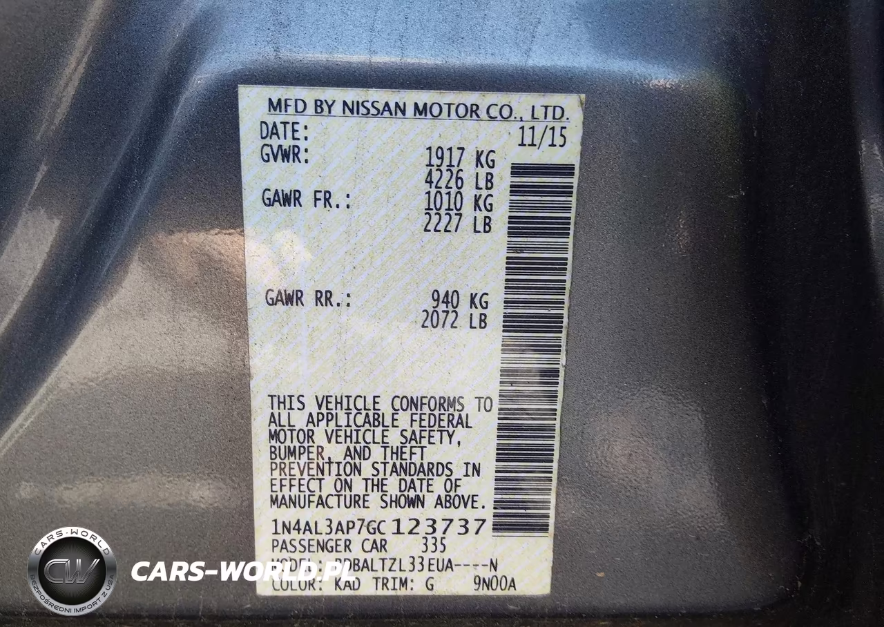 2016 Nissan Altima 2.5 Sl VIN:1N4AL3AP7GC123737 - 9