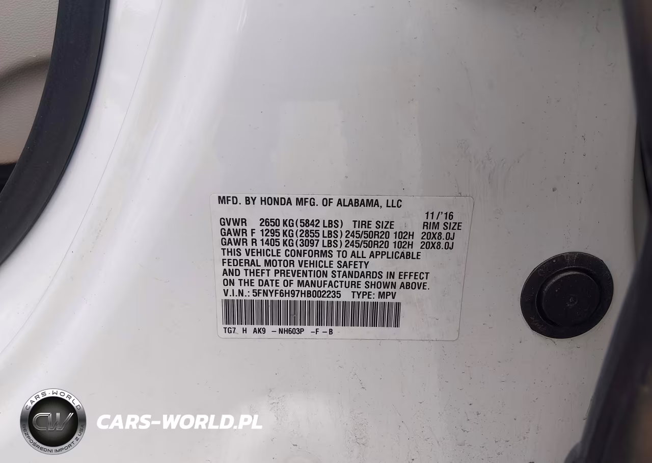 2017 Honda Pilot Touring VIN:5FNYF6H97HB002235 - 9