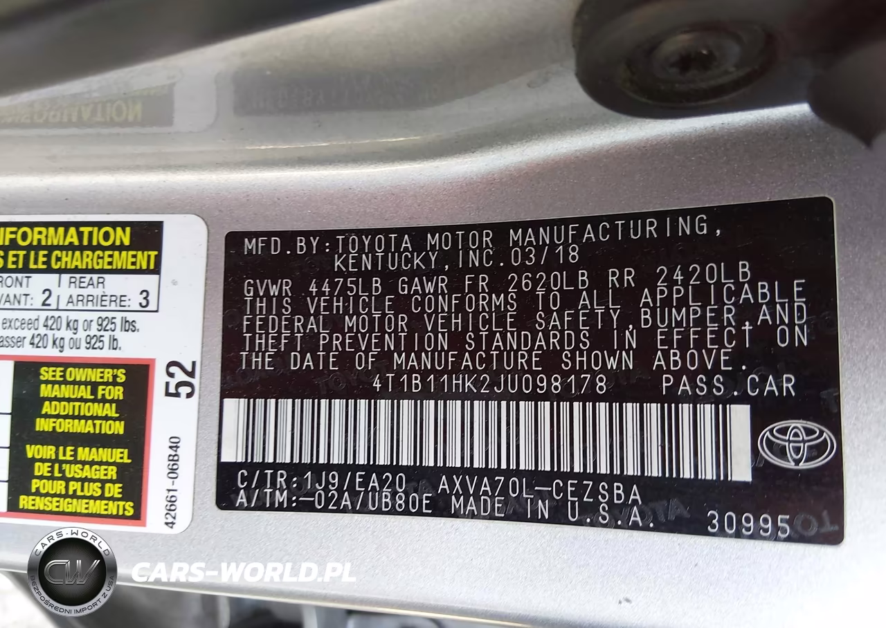 2018 Toyota Camry Se VIN:4T1B11HK2JU098178 - 9