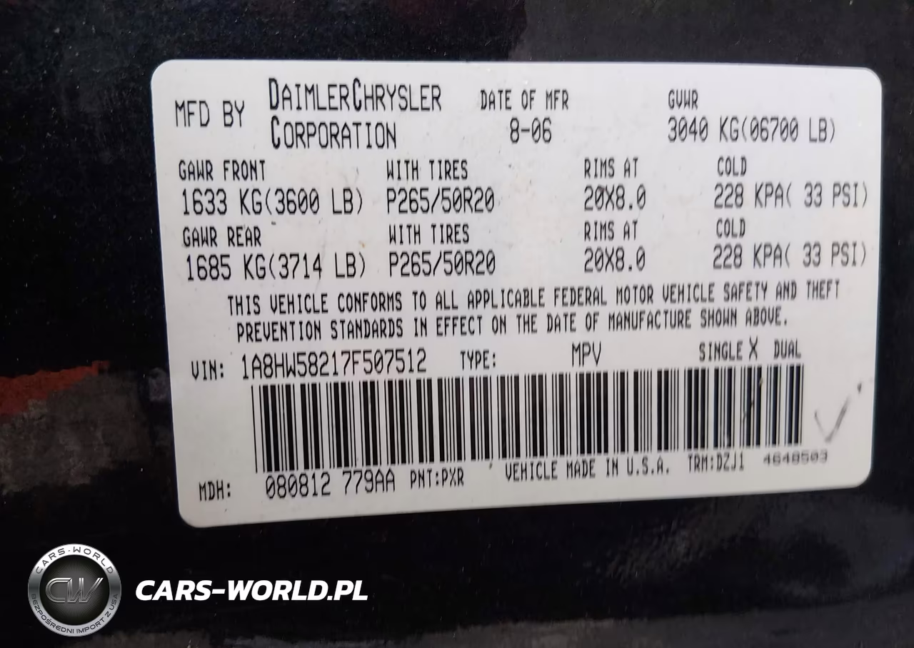 2007 Chrysler Aspen Limited VIN:1A8HW58217F507512 - 9