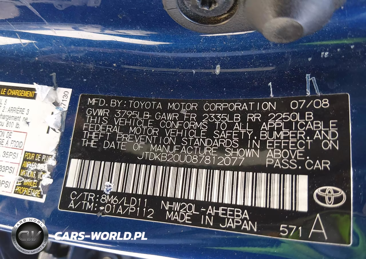 2008 Toyota Prius VIN:JTDKB20U087812077 - 9