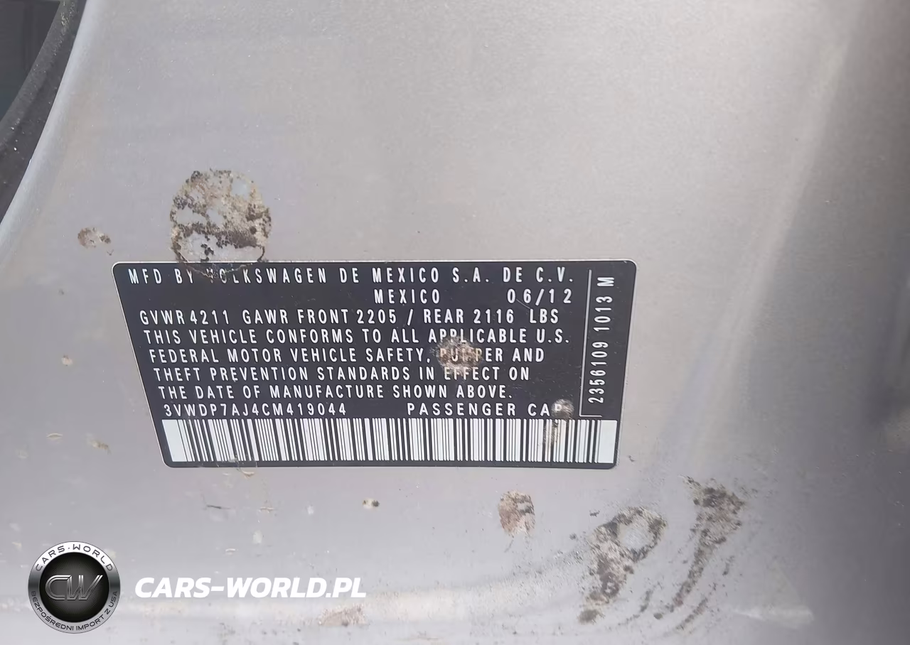 2012 Volkswagen Jetta 2.5L Se VIN:3VWDP7AJ4CM419044 - 9