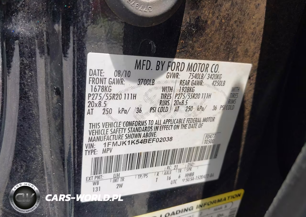 2011 Ford Expedition El Limited VIN:1FMJK1K54BEF02038 - 9