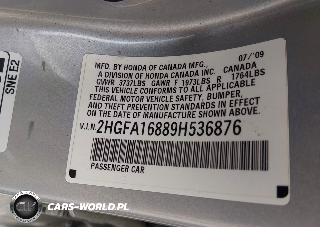 2009 Honda Civic Ex VIN:2HGFA16889H536876 - 9