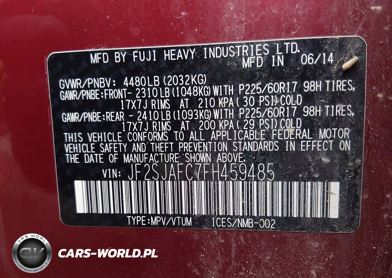 2015 Subaru Forester 2.5I Premium VIN:JF2SJAFC7FH459485 - 9