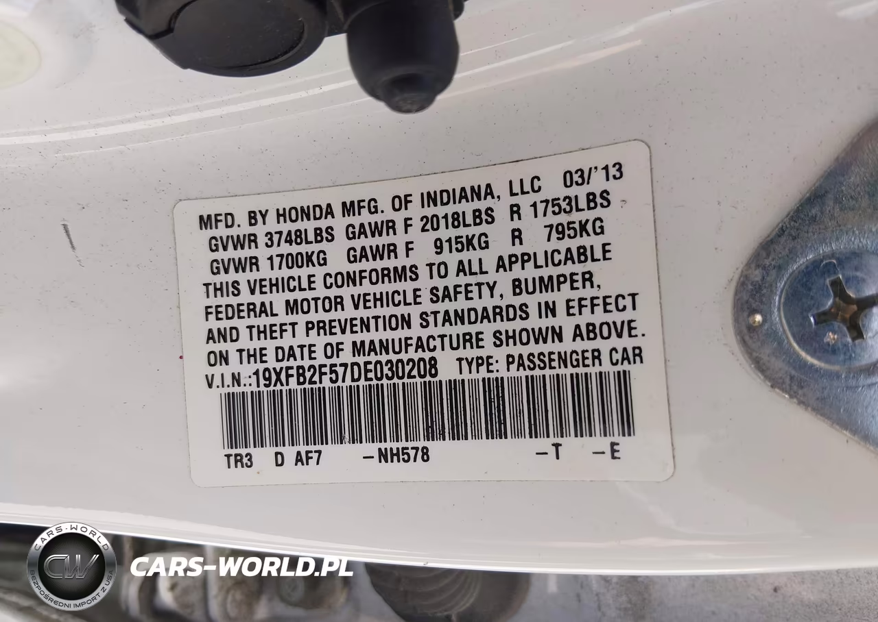 2013 Honda Civic Lx VIN:19XFB2F57DE030208 - 9