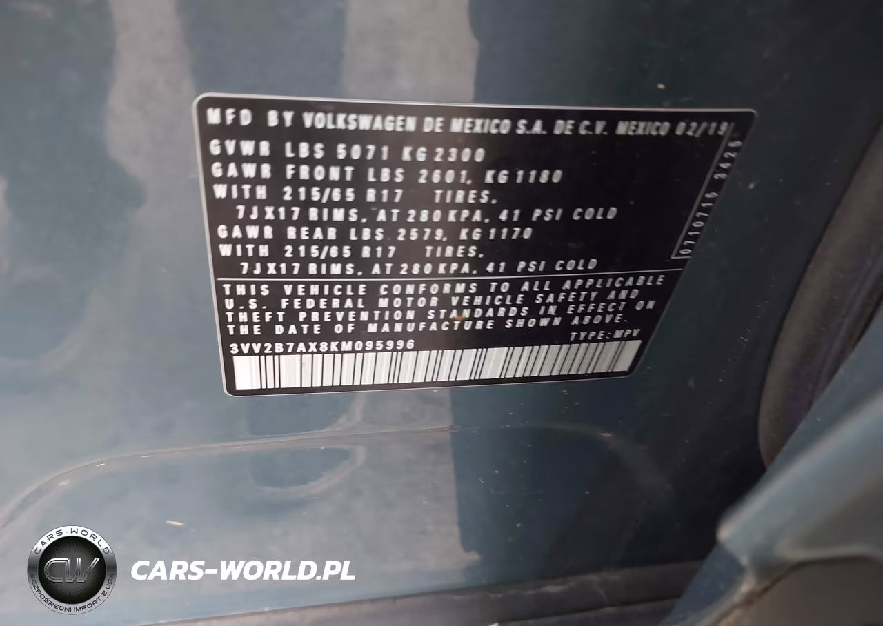 2019 Volkswagen Tiguan 2.0T Se-2.0T Sel-2.0T Sel R-Line-2.0T Sel R-Line Black VIN:3VV2B7AX8KM095996 - 9