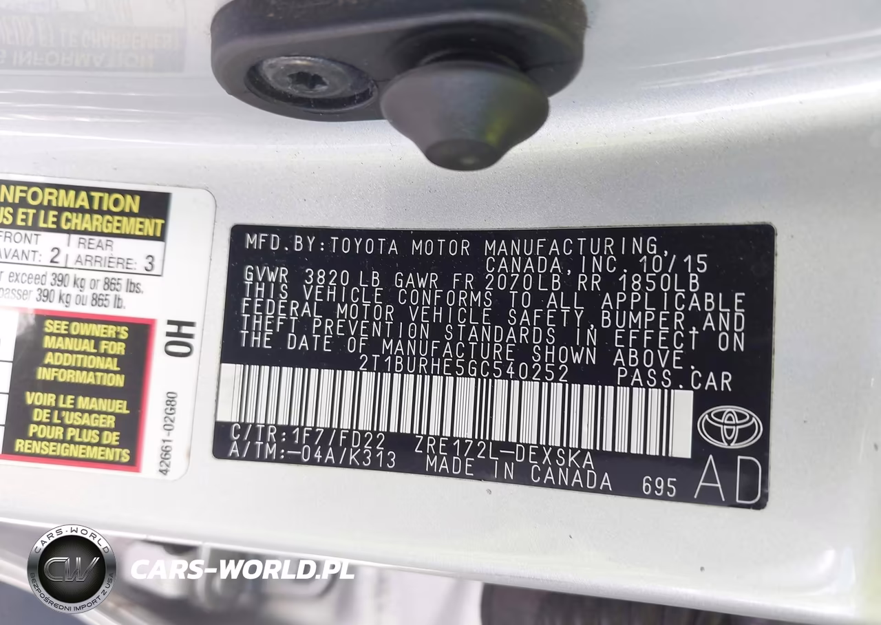 2016 Toyota Corolla S Plus VIN:2T1BURHE5GC540252 - 9