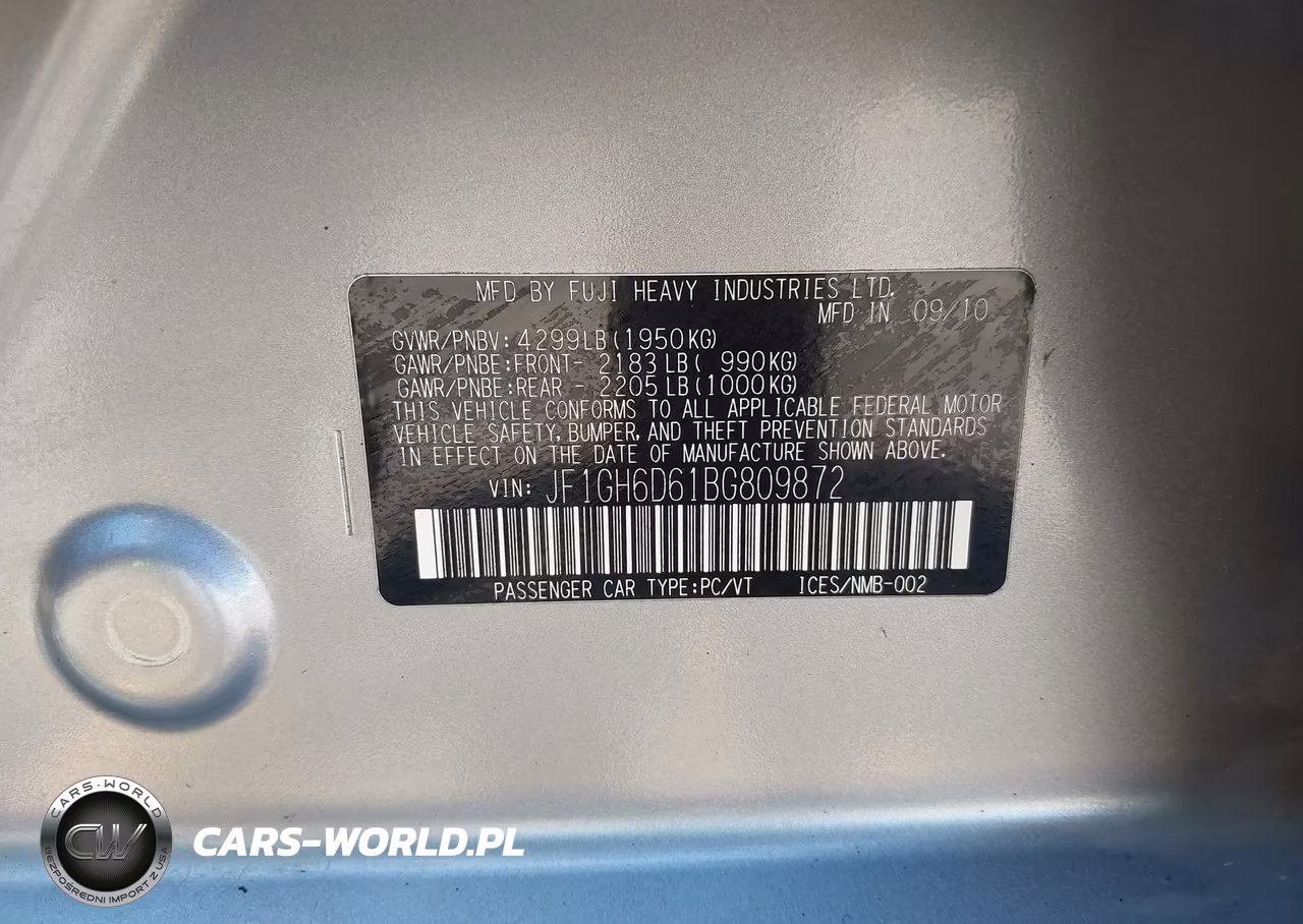 2011 Subaru Impreza Outback Sport VIN:JF1GH6D61BG809872 - 9