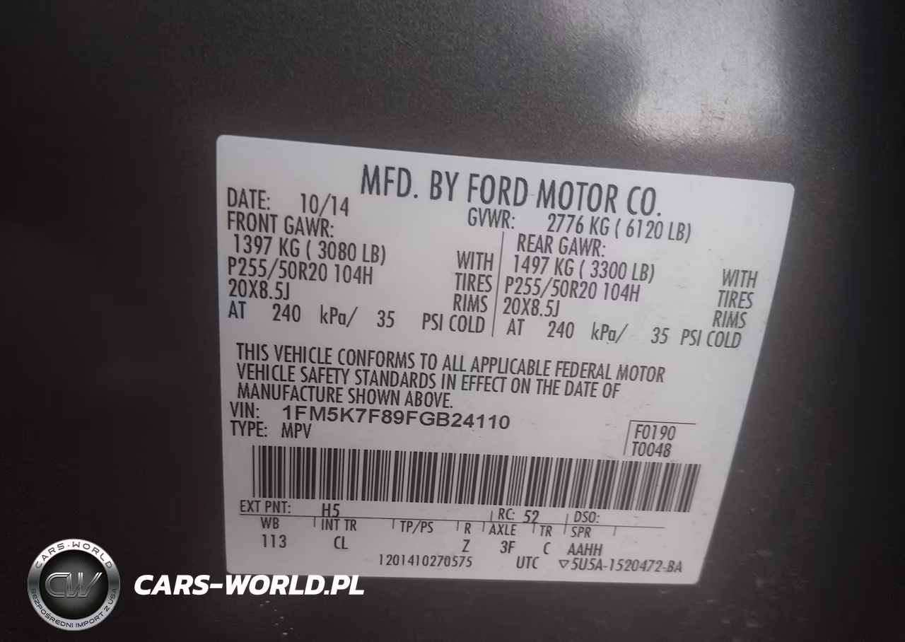 2015 Ford Explorer Limited VIN:1FM5K7F89FGB24110 - 9