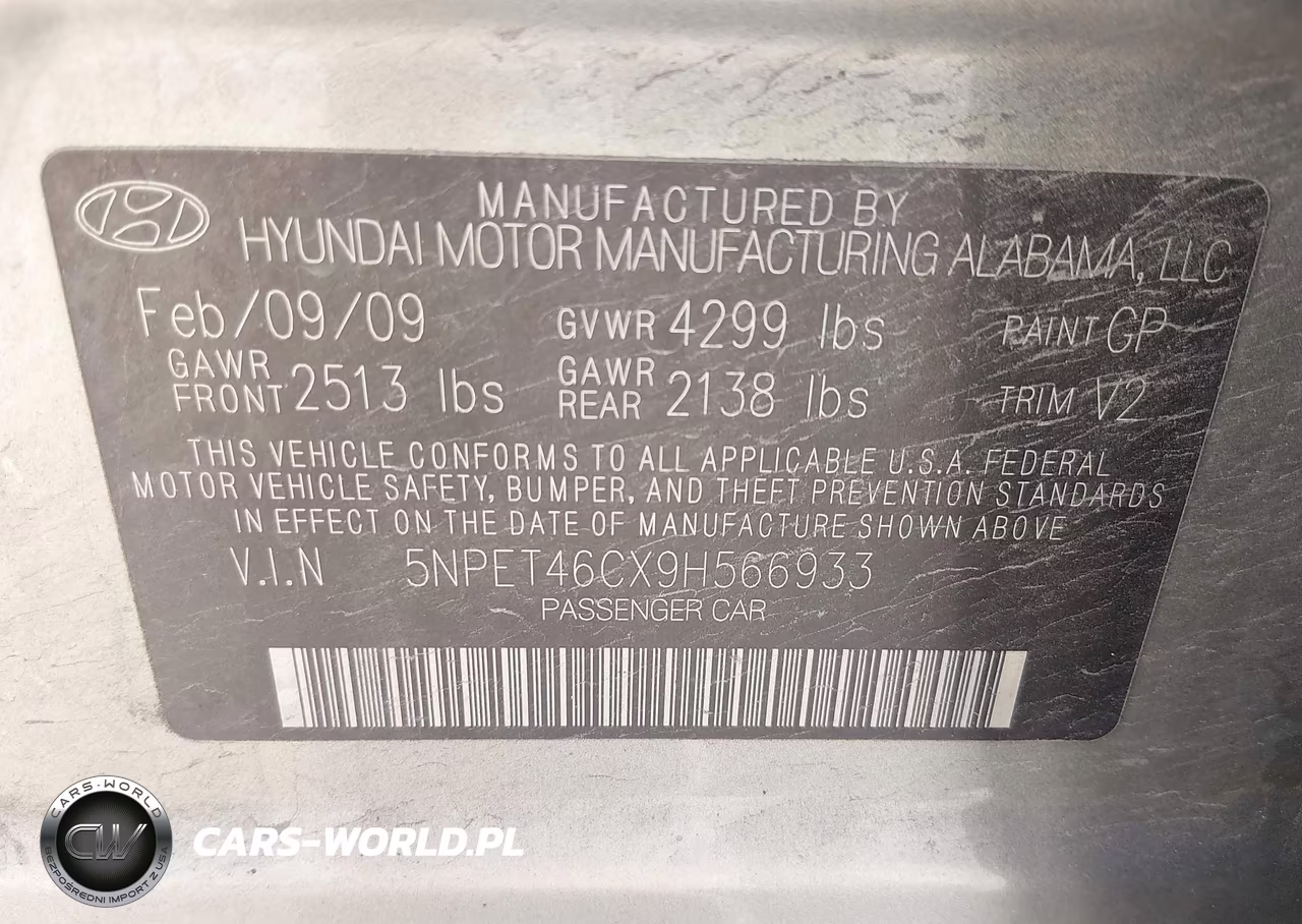 2009 Hyundai Sonata Gls VIN:5NPET46CX9H566933 - 9