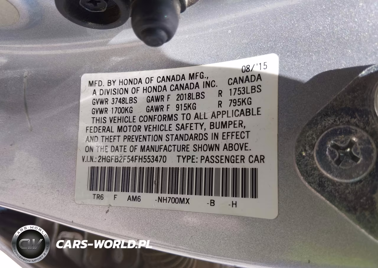 2015 Honda Civic Lx VIN:2HGFB2F54FH553470 - 9