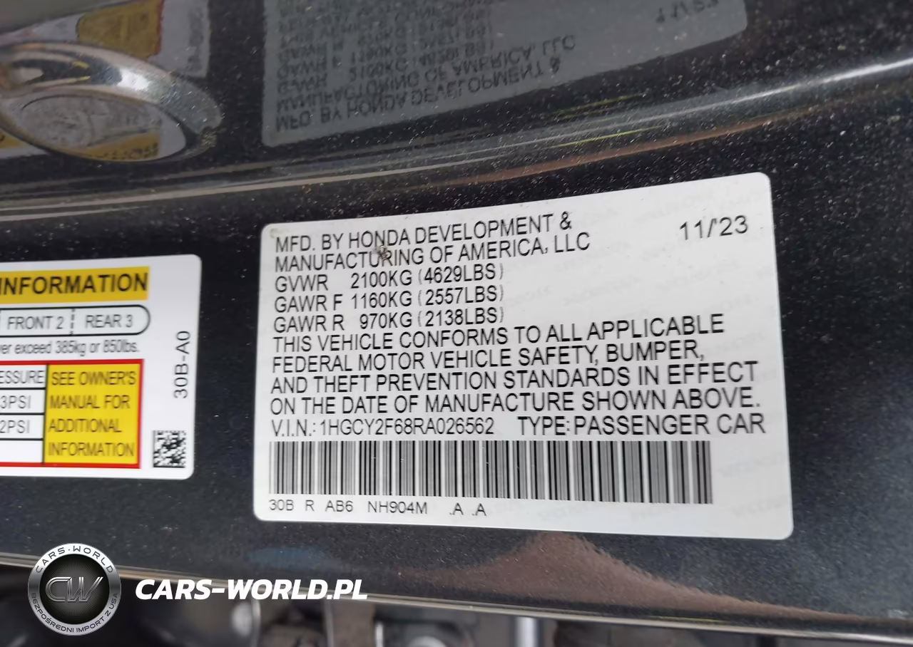 2024 Honda Accord Hybrid Ex-L VIN:1HGCY2F68RA026562 - 9
