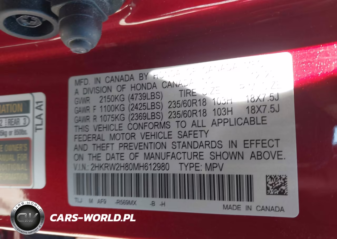 2021 Honda Cr-V Awd Ex-L VIN:2HKRW2H80MH612980 - 9
