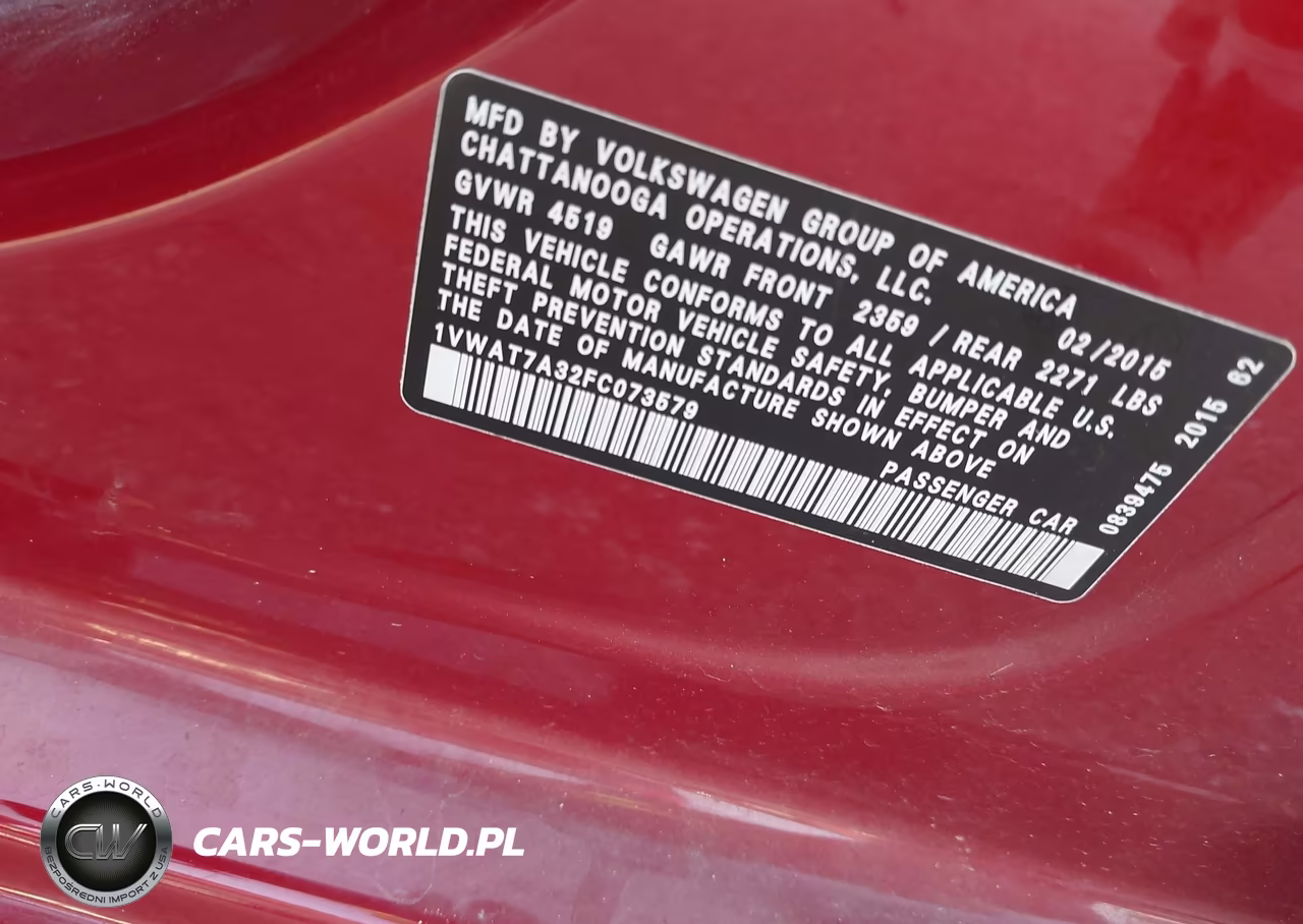 2015 Volkswagen Passat 1.8T S VIN:1VWAT7A32FC073579 - 9