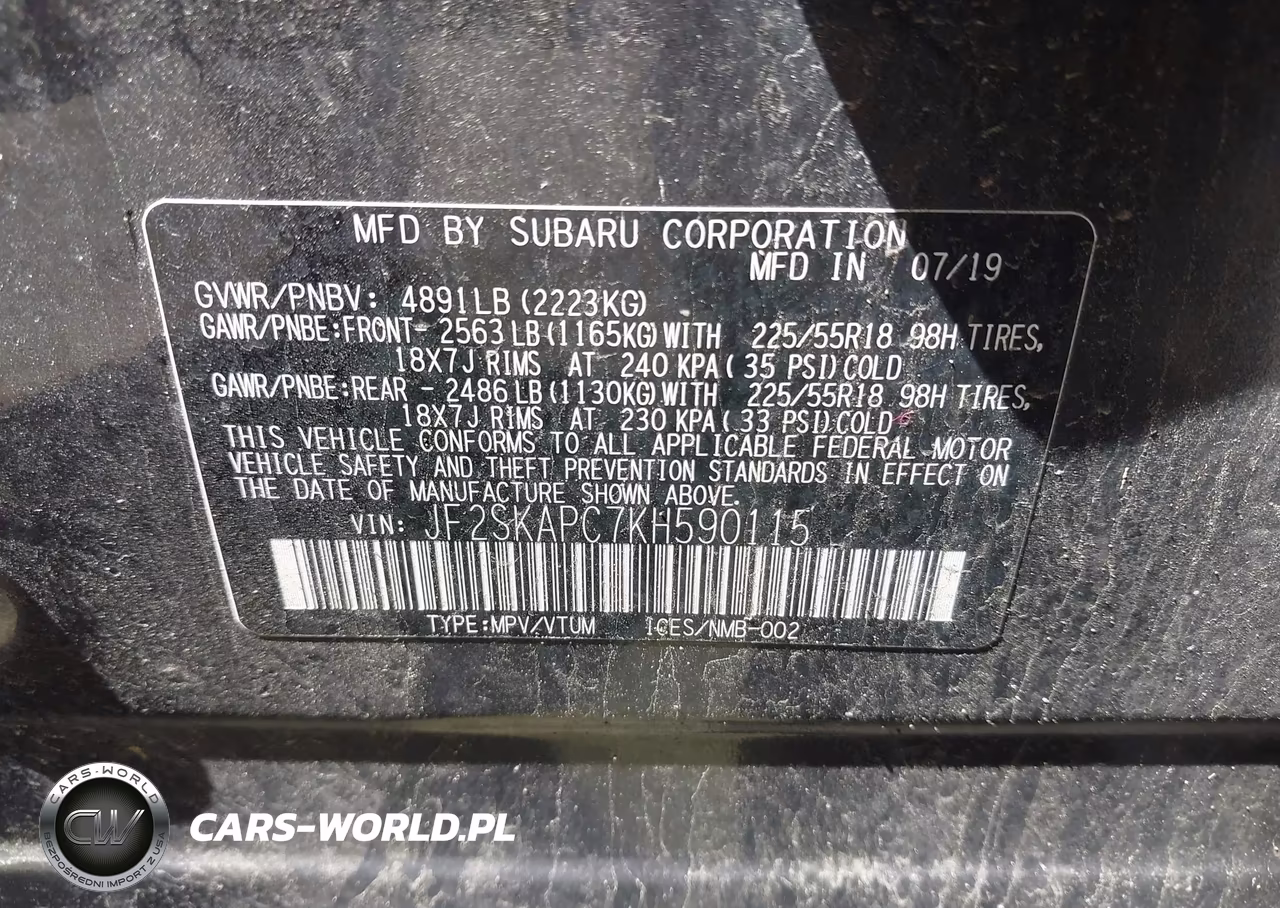 2019 Subaru Forester Sport VIN:JF2SKAPC7KH590115 - 9