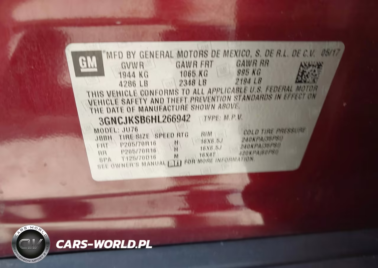 2017 Chevrolet Trax Ls VIN:3GNCJKSB6HL266942 - 9
