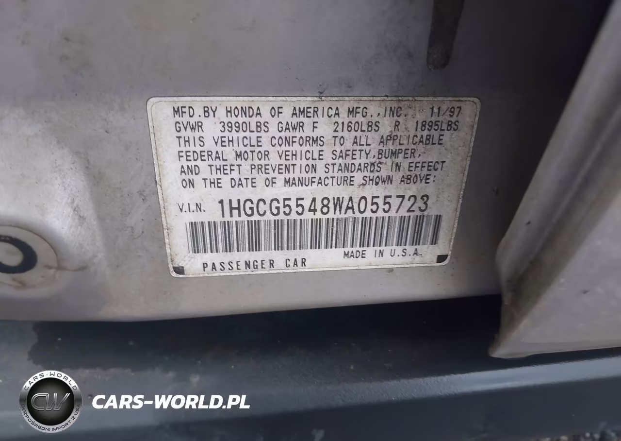 1998 Honda Accord Lx VIN:1HGCG5548WA055723 - 9
