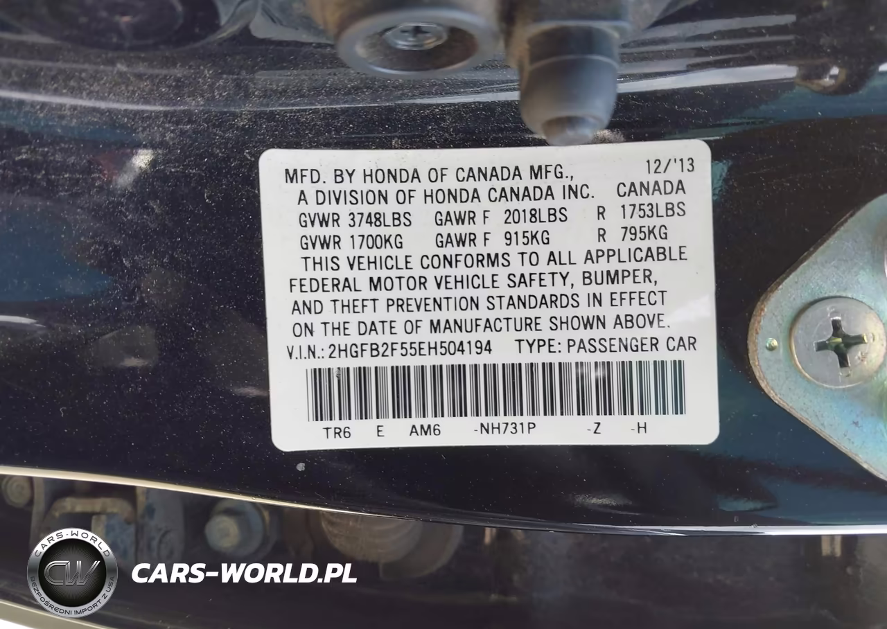 2014 Honda Civic Lx VIN:2HGFB2F55EH504194 - 9