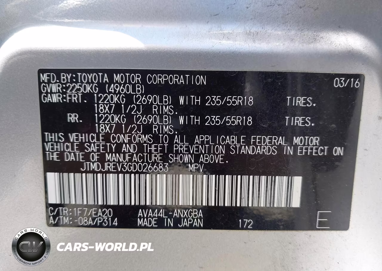 2016 Toyota Rav4 Hybrid Limited VIN:JTMDJREV3GD026683 - 9