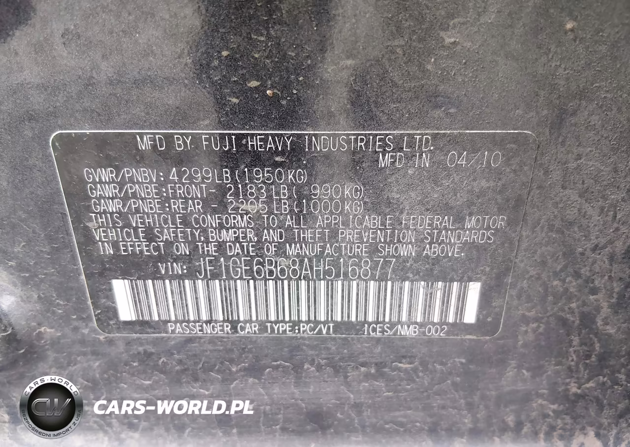 2010 Subaru Impreza 2.5I Premium VIN:JF1GE6B68AH516877 - 9