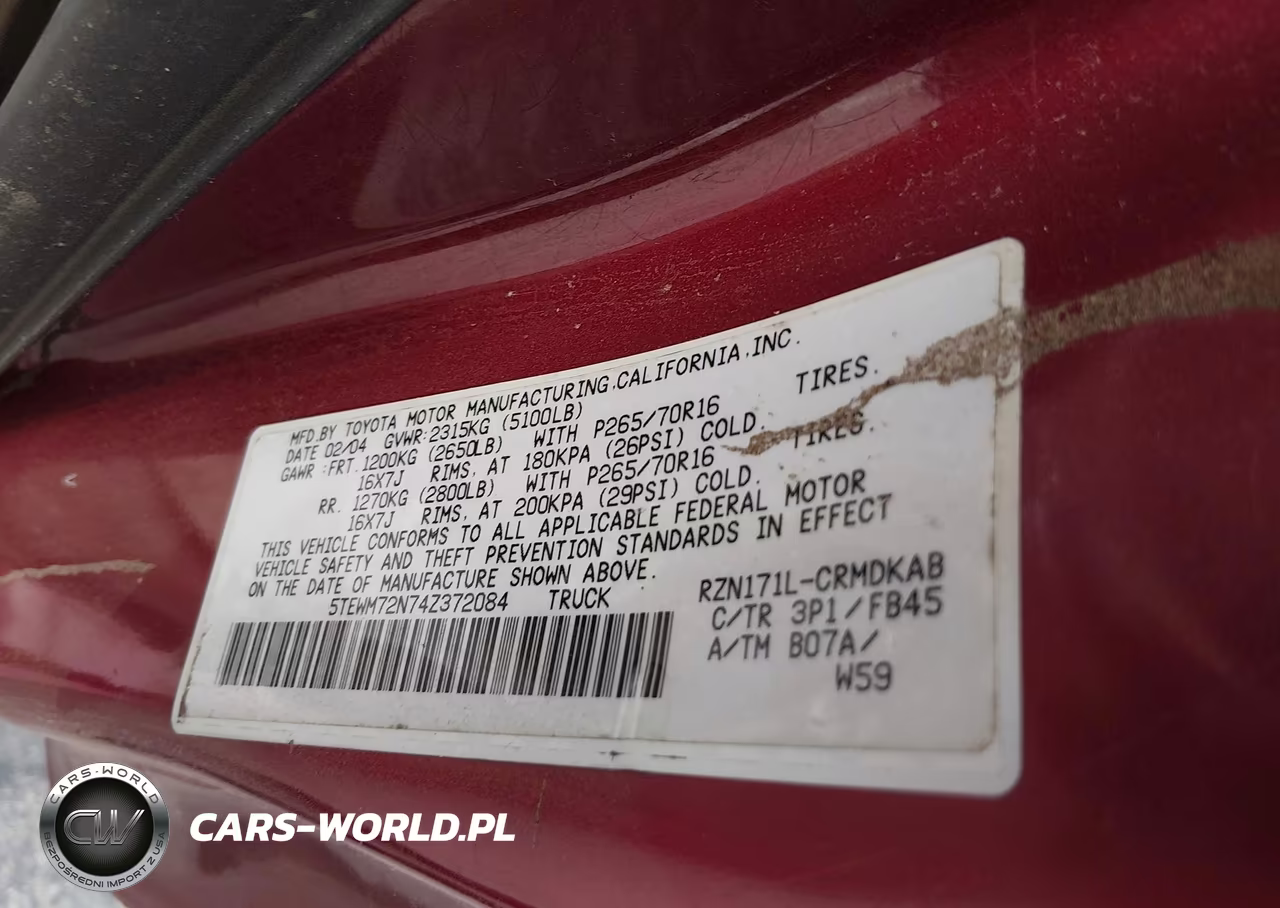 2004 Toyota Tacoma VIN:5TEWM72N74Z372084 - 9