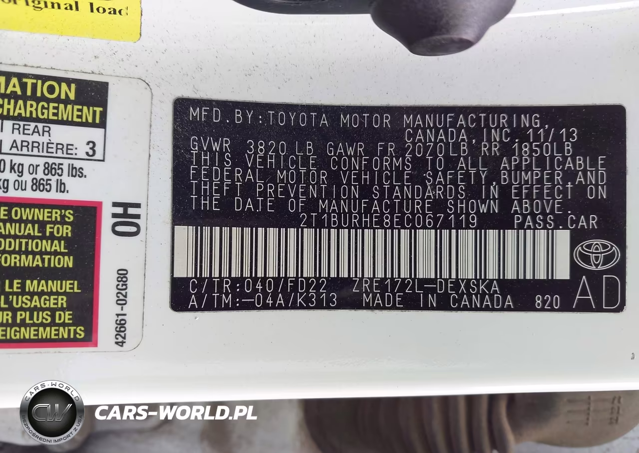 2014 Toyota Corolla S Plus VIN:2T1BURHE8EC067119 - 9