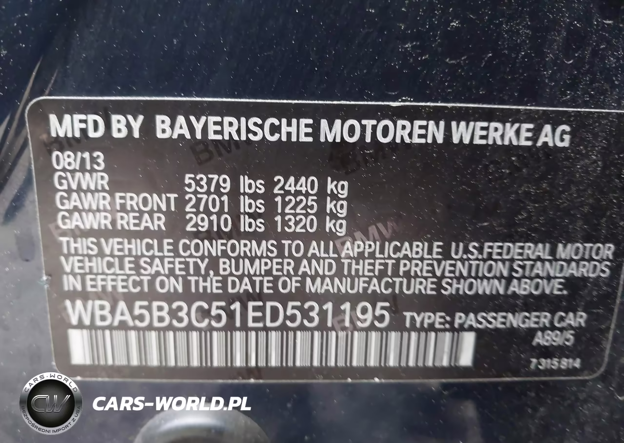 2014 BMW 535I xDrive VIN:WBA5B3C51ED531195 - 9