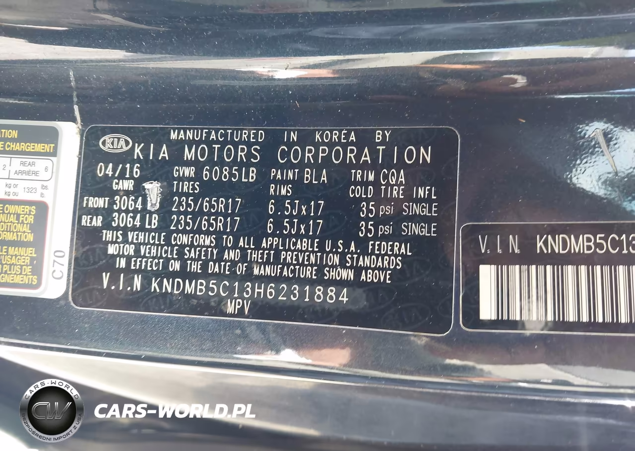 2017 Kia Sedona Lx VIN:KNDMB5C13H6231884 - 9