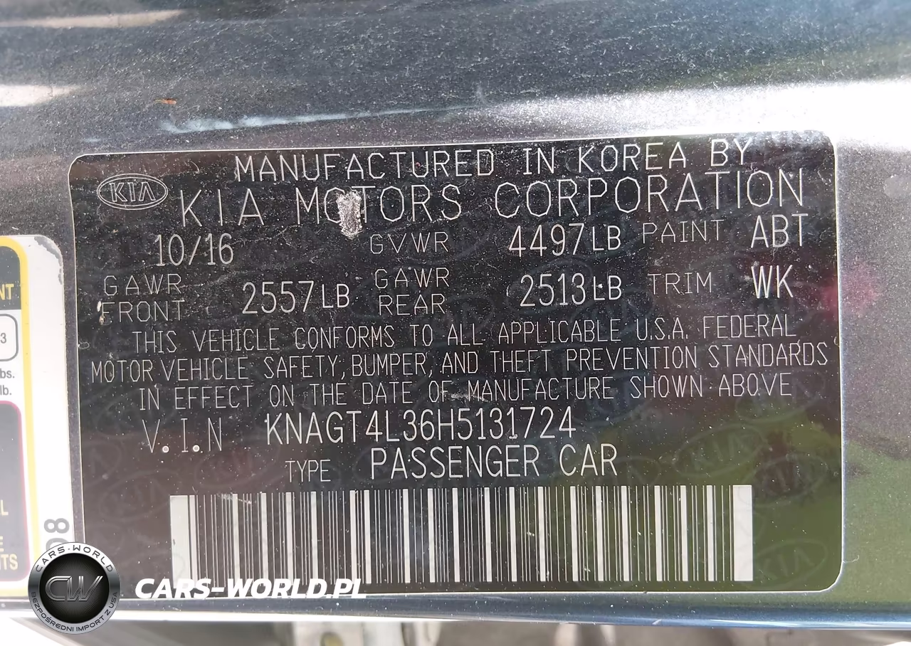 2017 Kia Optima Lx VIN:KNAGT4L36H5131724 - 9