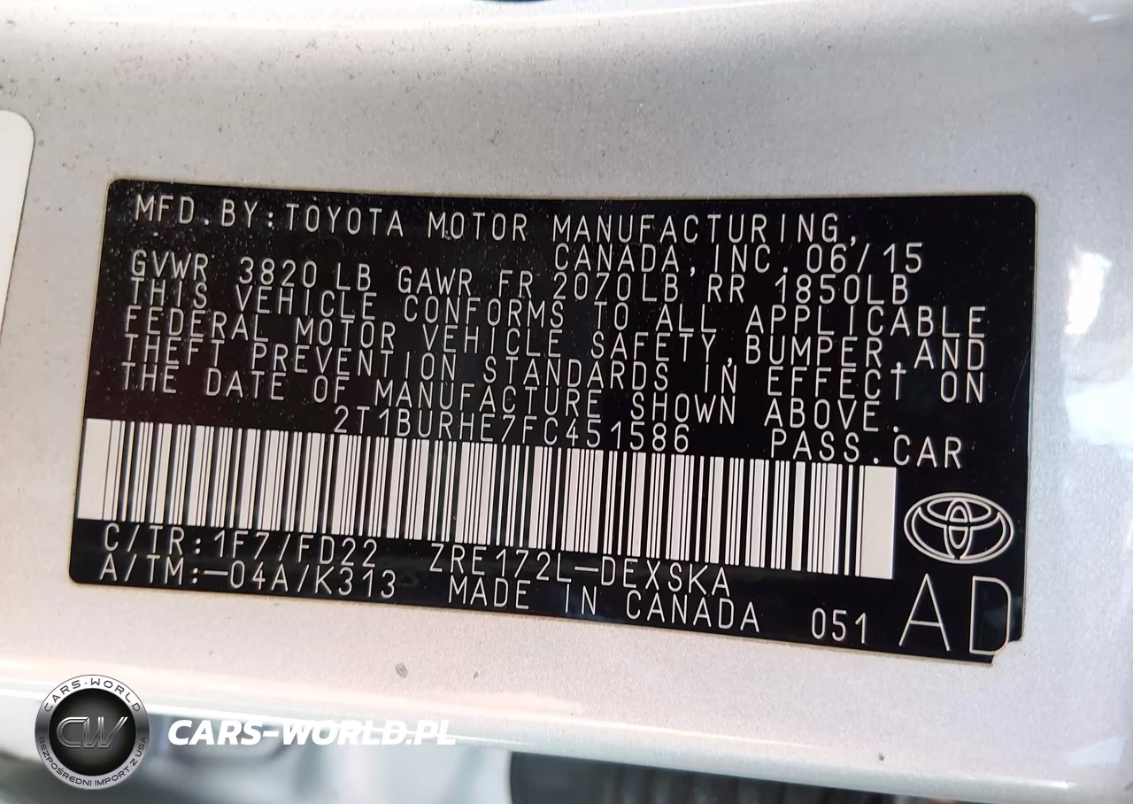 2015 Toyota Corolla S Plus VIN:2T1BURHE7FC451586 - 9