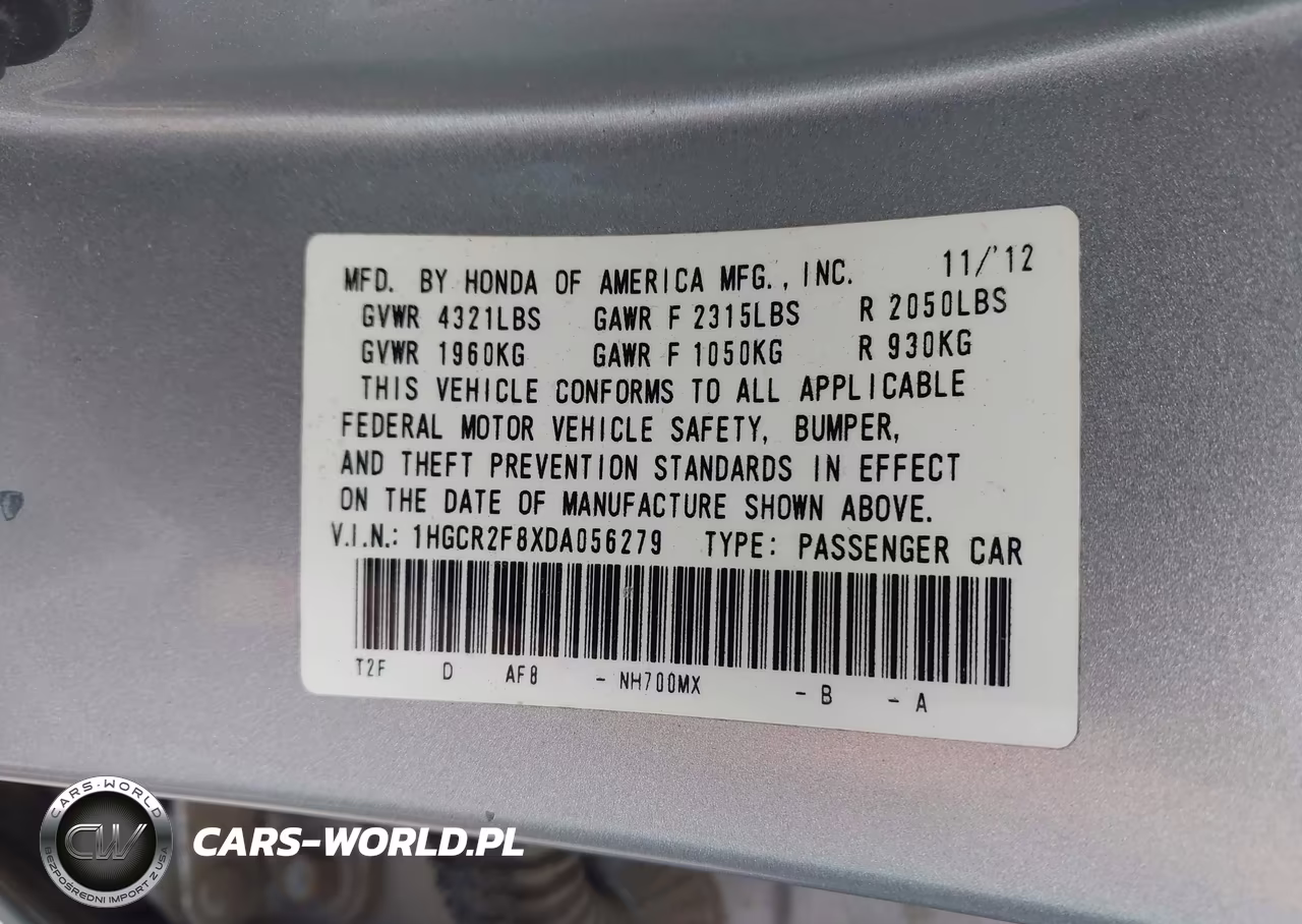2013 Honda Accord Ex-L VIN:1HGCR2F8XDA056279 - 9