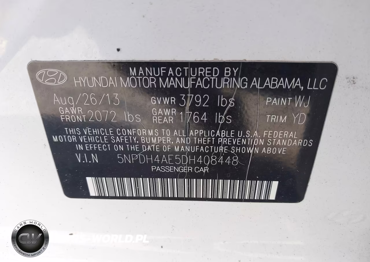 2013 Hyundai Elantra Gls VIN:5NPDH4AE5DH408448 - 9