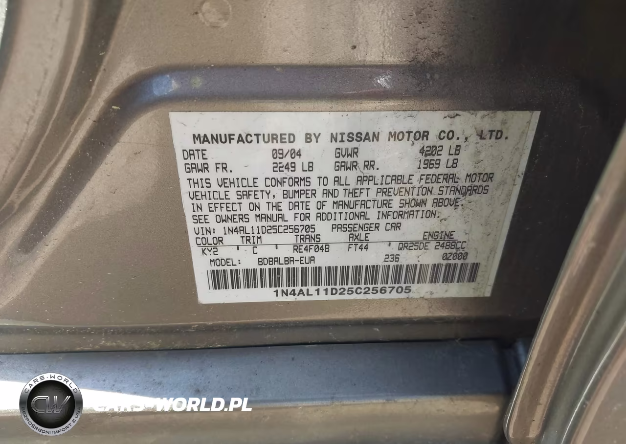 2005 Nissan Altima 2.5 S VIN:1N4AL11D25C256705 - 9