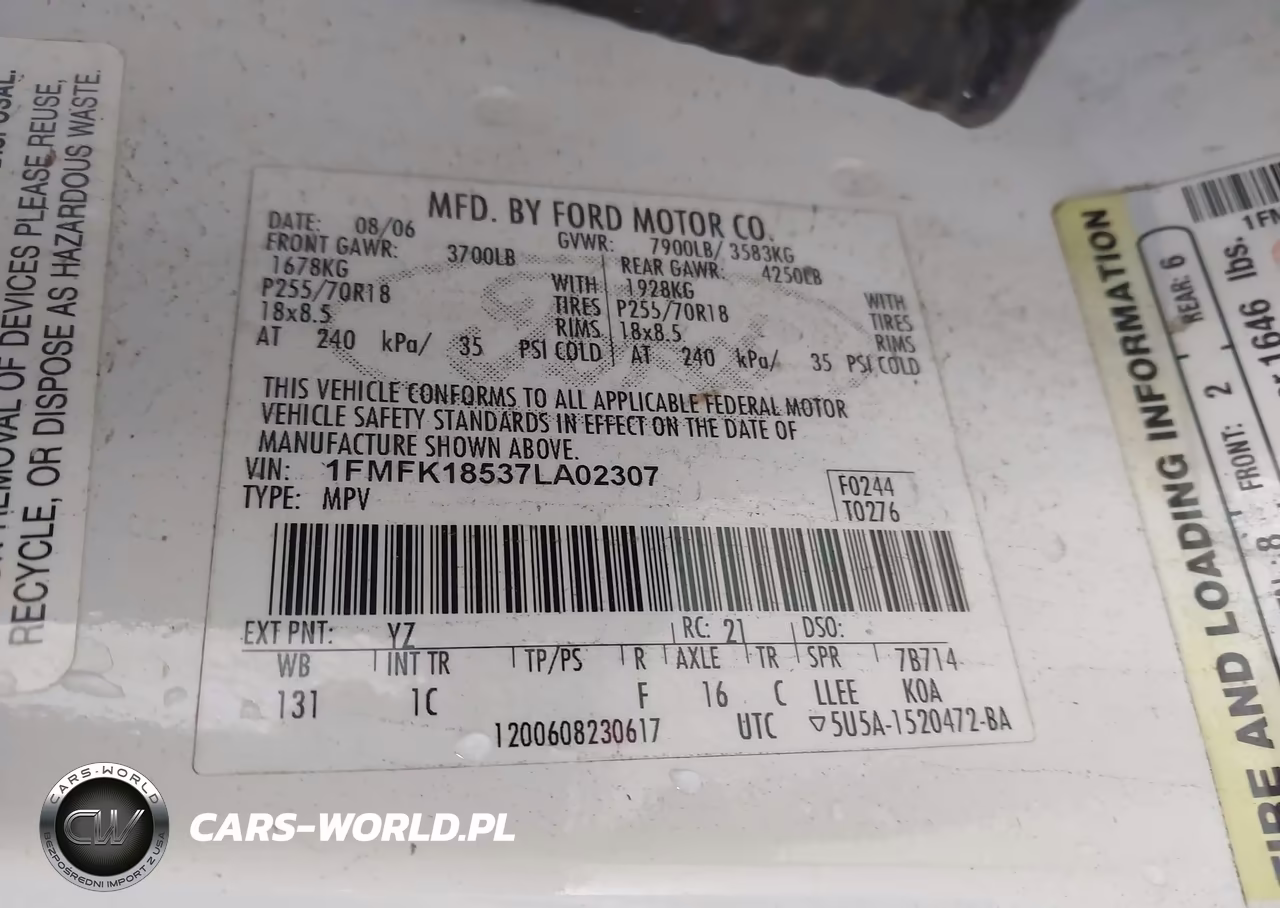 2007 Ford Expedition El Eddie Bauer VIN:1FMFK18537LA02307 - 9