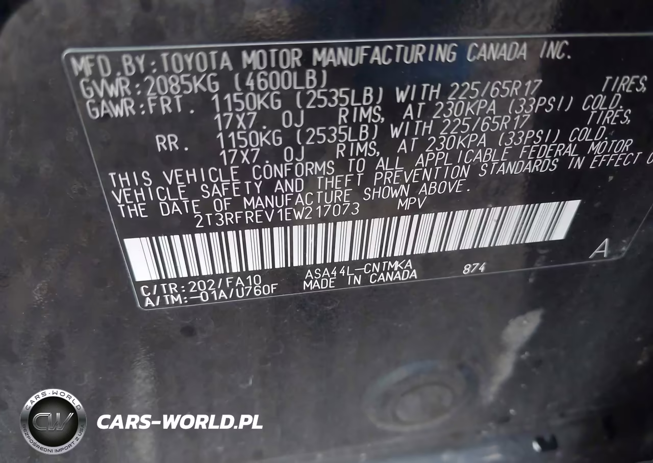 2014 Toyota Rav4 Xle VIN:2T3RFREV1EW217073 - 9