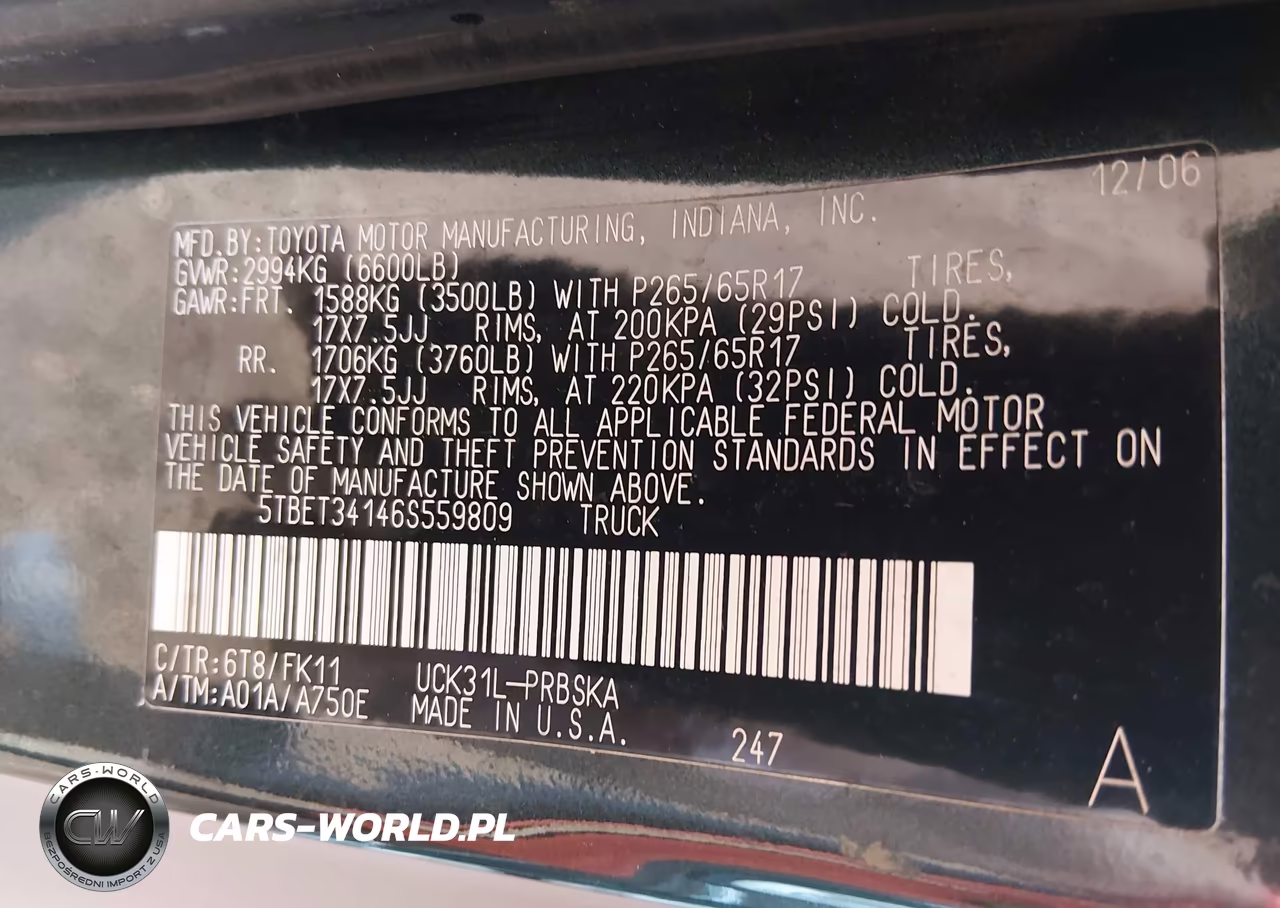 2006 Toyota Tundra Sr5 V8 VIN:5TBET34146S559809 - 9