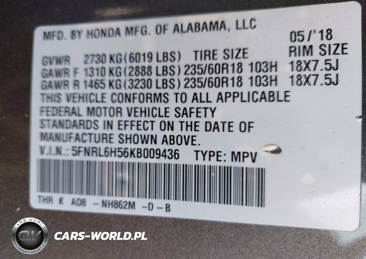 2019 Honda Odyssey Ex VIN:5FNRL6H56KB009436 - 9
