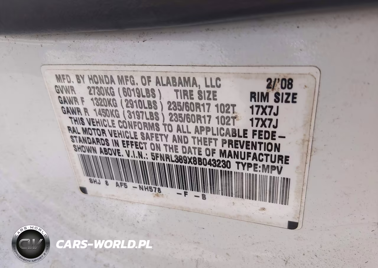 2008 Honda Odyssey Touring VIN:5FNRL389X8B043230 - 9